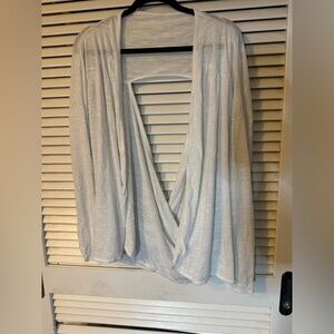 Elegant White Drape Front Women's Hoodie